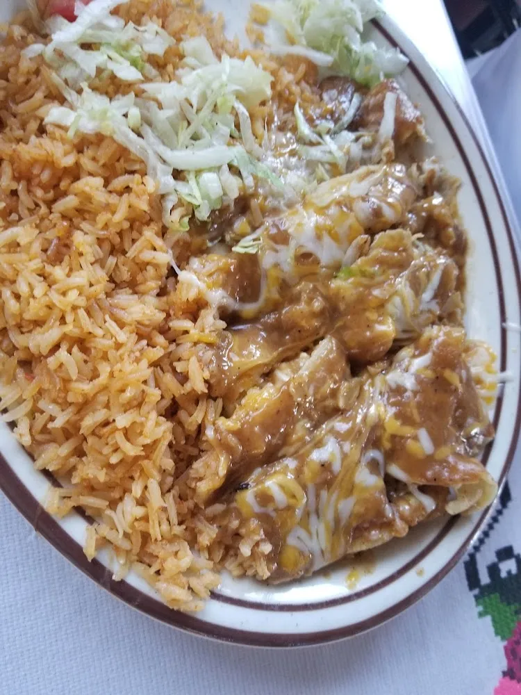 Cheese Enchilada with Beans and Rice & Beans