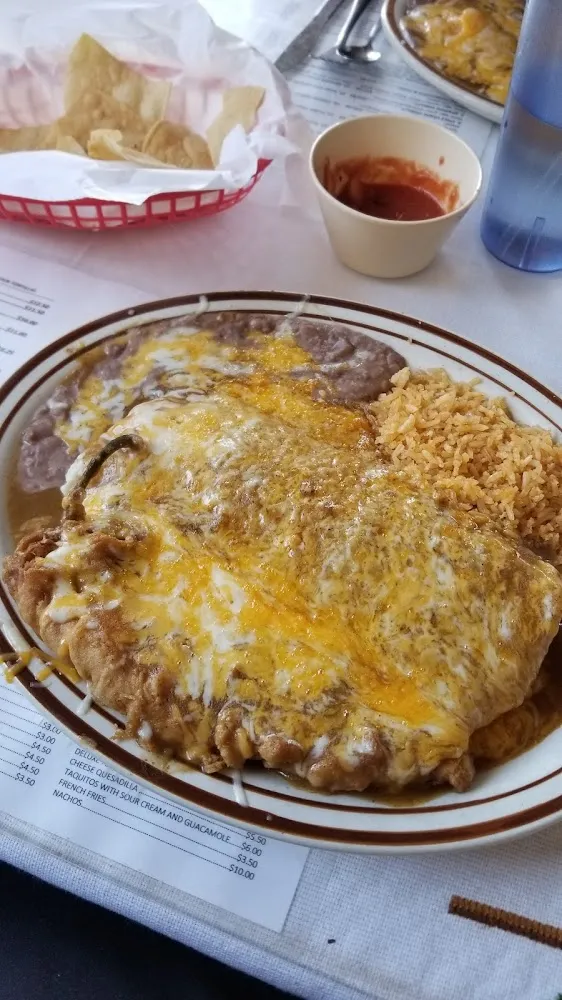 Shredded Beef Burrito & Chile Relleno